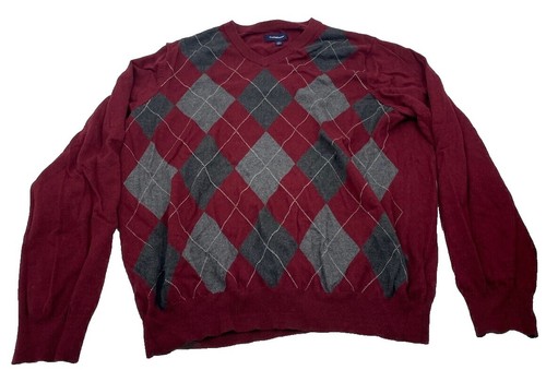 Vintage Croft & Barrow Sweater 3D Cable Knit Mens Large Red Cotton