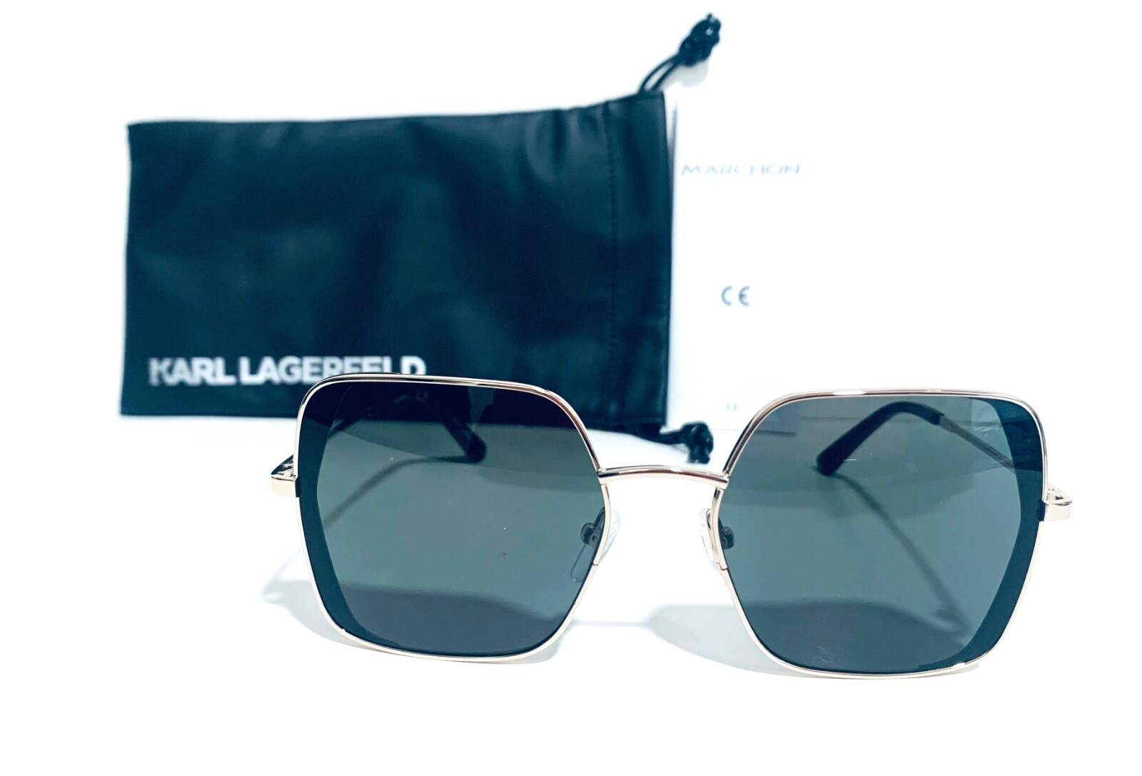 Karl Lagerfeld Kl340S 710 Gold Smoke Gray Lens Oversized Sunglasses 56-18-140 Mm