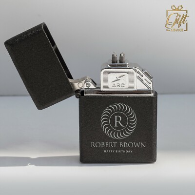 Personalized Engraved USB Rechargeable Lighter Windproof Double Arc Flameless 