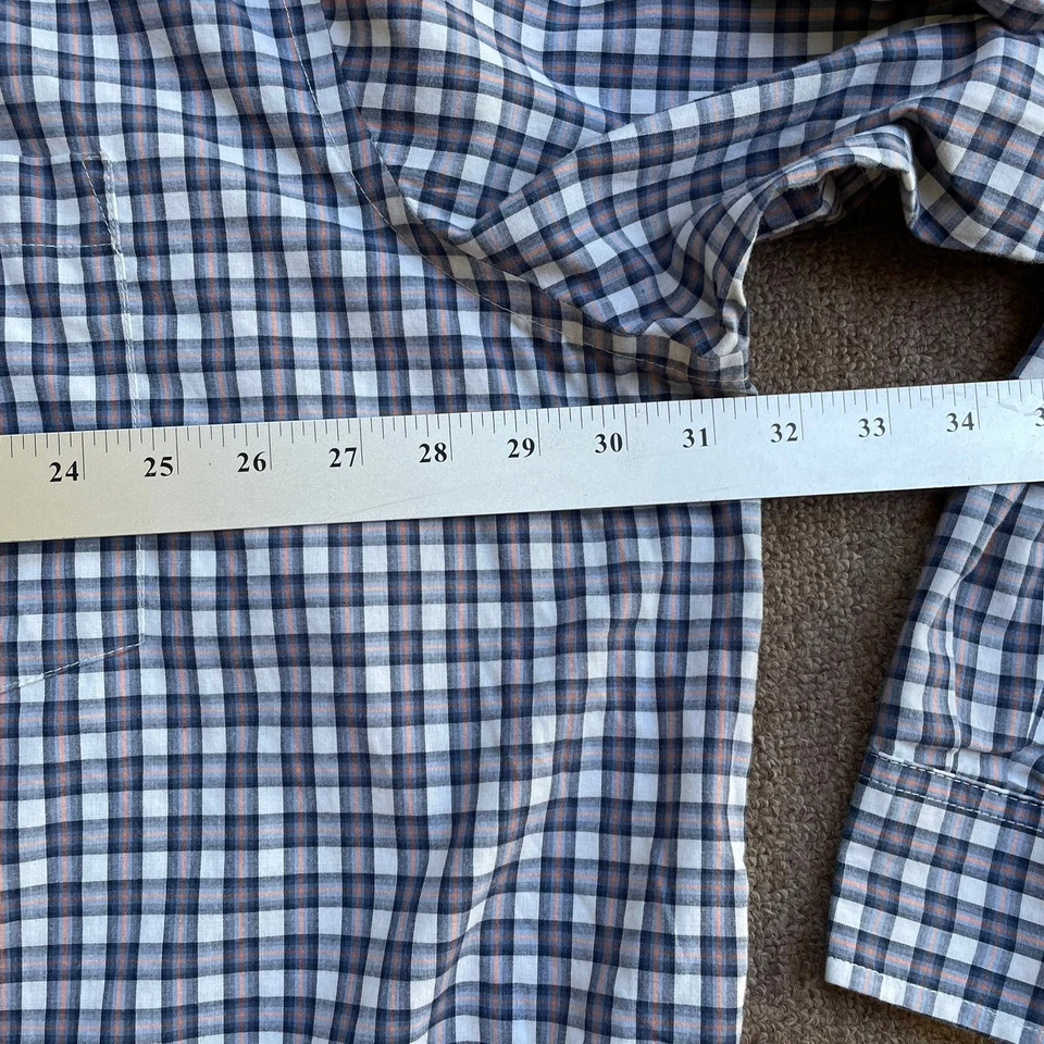 Foundry Men’s Plaid Button Down Collared Shirt Blue Long Sleeve 4X - Image 4 of 4