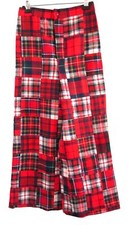 Wool Plaid Patchwork Flare Pants Lined No Tag Vintage Hand Made See Measurements