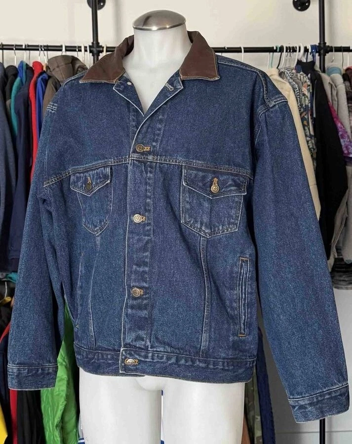Marlboro Country Store Denim Jacket Mens XL Vintage Biker Trucker Coat, Blue