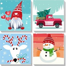 Yijingtop 4 Packs Framed Chrsitmas Paint by Numbers Kit for Kids Ages 8-12,Sn...