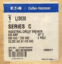 EATON CUTLER HAMMER LI3630 3 Pole 600 AMP 630 AMP Type Li 690 VAC