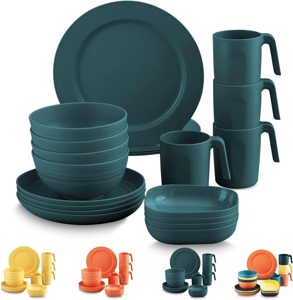 Plastic Dinnerware Sets of 20 Pieces Unbreakable and Reusable