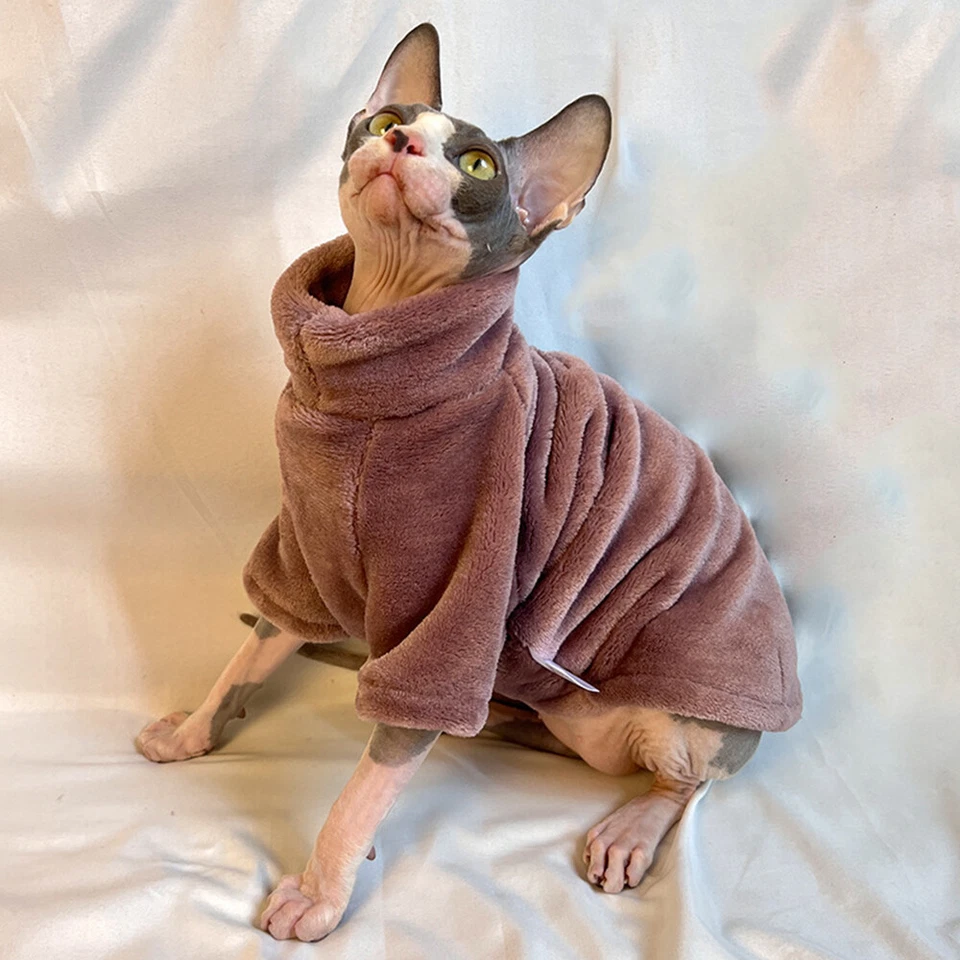 Suéter Pullover para Gato Sin Pelo Ropa Esfinge Sudadera con Capucha Suministros para Mascotas Foto 4 de 4