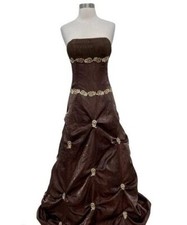 C.W. Designs Brown and Tan  Strapless Dress/Gown Size M NWT ($1090)