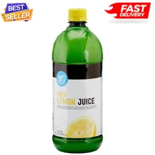 Amazon Brand - Happy, Belly 100% Lemon, Juice Bottle 32 fl oz, (Pack of 1)