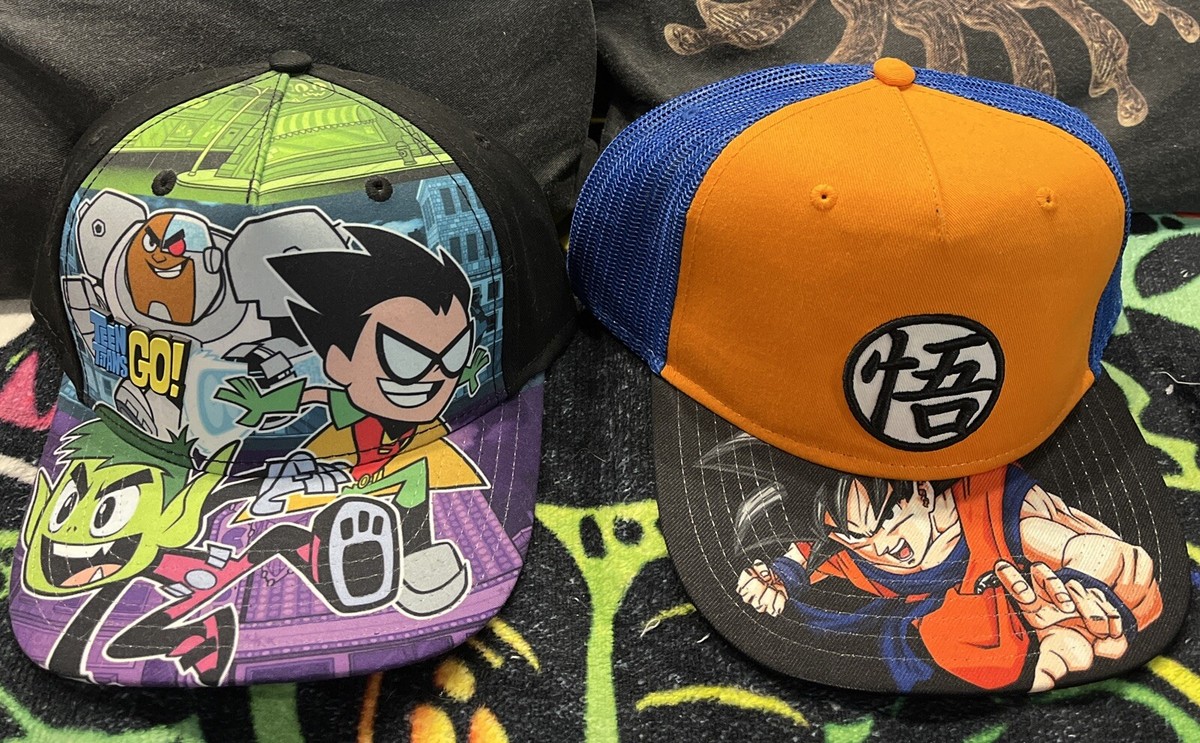 Lot Of Youth Size Anime Caps Hats Dragon Ball Z Teen Titans Go