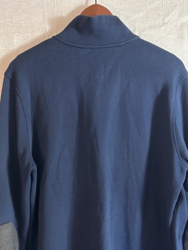 Banana Republic Herren Large Tall 1/4 Reißverschluss Baumwolle Pullover Sweater blau Ellenbogenaufnäher - Bild 17 von 22