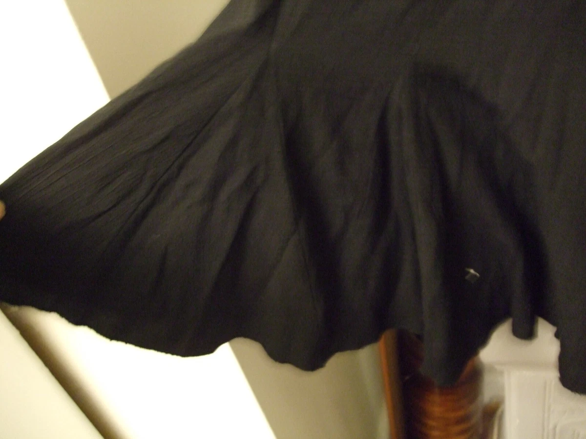 PAPAYA Black Lined Crinkle Maxi Skirt Sz 14 Triangular Gore