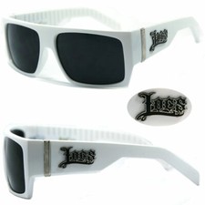 Locs Men Cholo Biker Designer Sunglasses - White Frame Smoke Lens LC74
