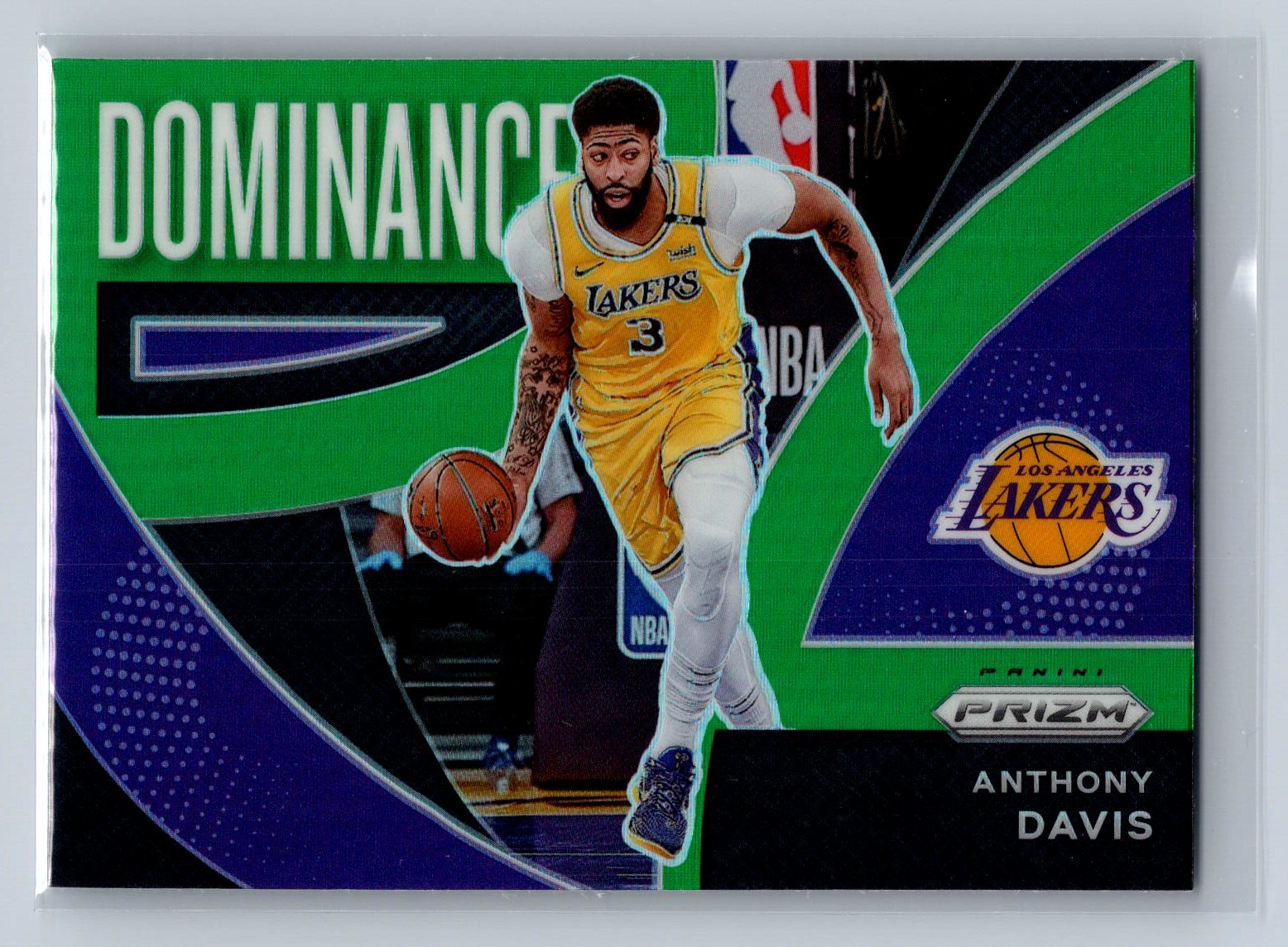 2021-22 Panini Prizm Anthony Davis #20 Dominance Prizms Green Los Angeles Lakers
