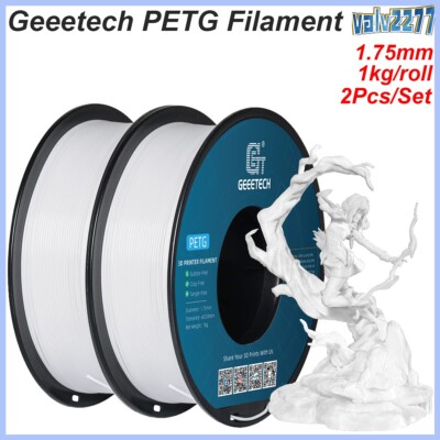 2Pcs Geeetech PETG 3D Drucker Filament 1.75mm 1kg/rolle Weiß für 3D Drucker DE