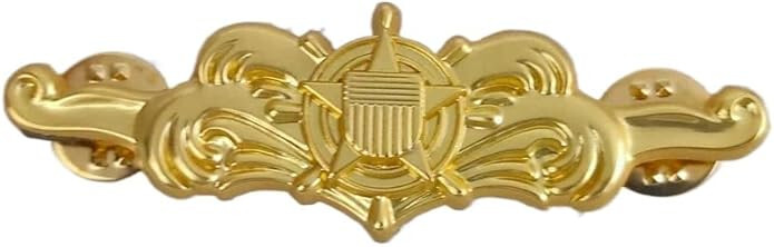 US COAST GUARD CUTTERMAN OFFICER BADGE DRESS LAPEL PIN INSIGNIA GOLDEN ...