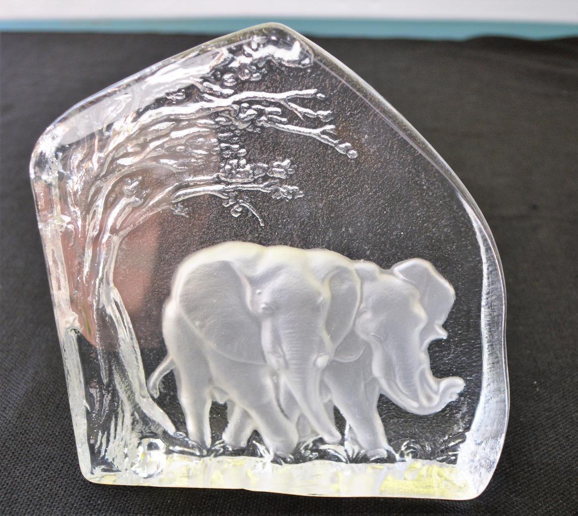 1981 GOEBEL Made W Germany Crystal Glass Animal Zoo 2 ELEPHANTS