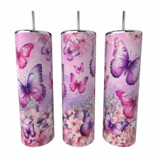 Butterflies 20 oz Tumbler Coffee Drinkware Insulated Skinny Portable