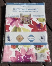 Living Quarters Square 52 X 52 Cloth Microfiber Tablecloth Veranda Floral New
