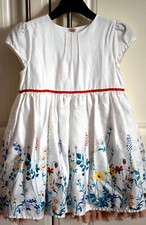 MARKS & SPENCER Baby Winter White Floral DRESS W/Frilled Underskirt 12-18 Months
