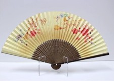 Japanese Folding Fan KYOTO Traditional Sensu Bamboo 7.9in Plum Decoration