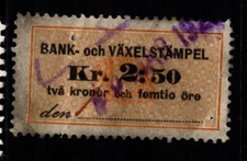 Sweden 1920s 2.50k Bank of Exchange Used Perf 14 - S36061