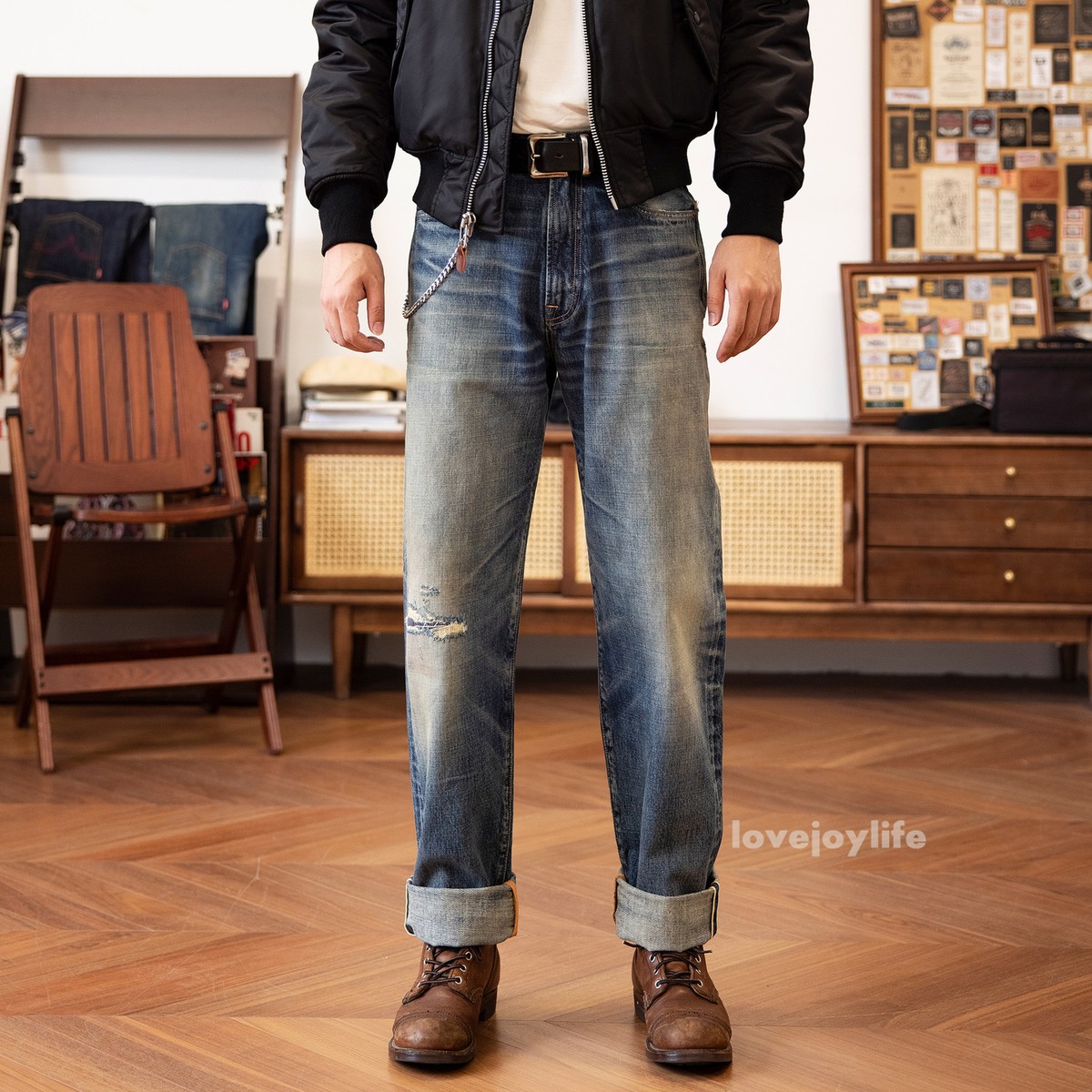 Red Tornado Distressed Jeans Vintage Men