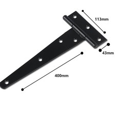 2 T Hinges 6/8/10/12/16 Inch Heavy Duty Door Gate Shed Black Pair Galvanized St