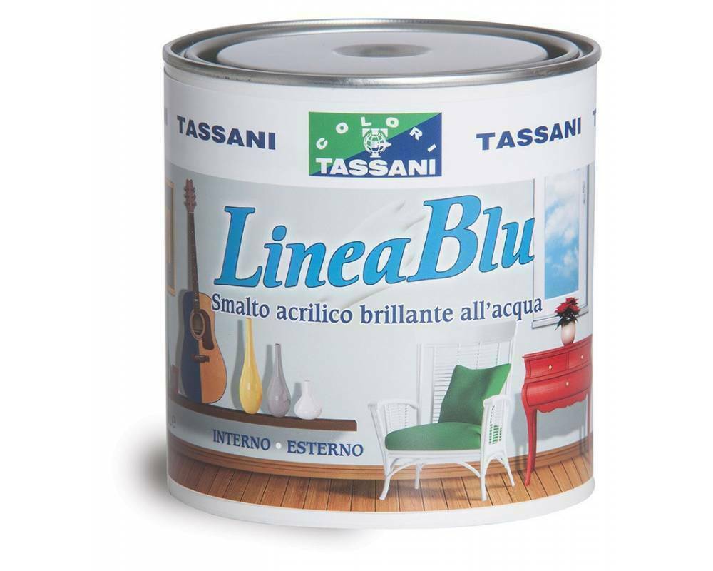 Smalto Acrilico All'acqua Satinato Bianco Linea Blu Tassani