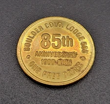 Vintage Lodge #566 Boulder CO "One Free Drink" 85 Year Anniversity 1985 - Small