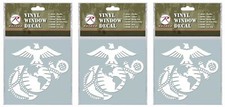 Three (3) US Marine Globe and Anchor Vinyl Window Decals with Adhesive Backing