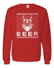 Beer Deer Merry Xmas Holiday Funny Gift Ugly Christmas Unisex Crewneck Sweater