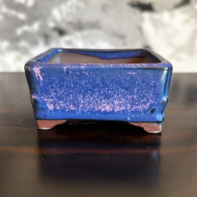 Handcrafted Tokoname Bonsai Pot by Tohsui  Stunning Blue & Pink Glaze |  eBay