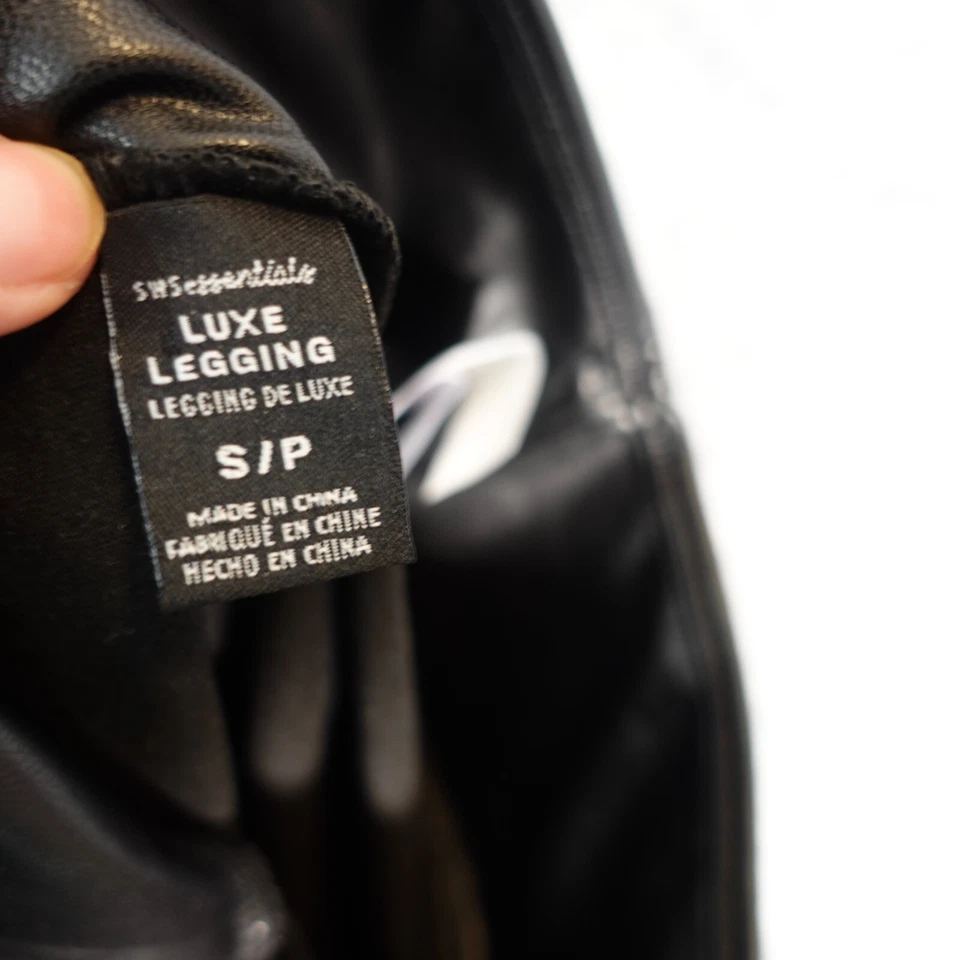 Leggings de cuero para mujer XS negros cortos elásticos yoga gimnasio imitación SWS ESSENTIALS Foto 2 de 4