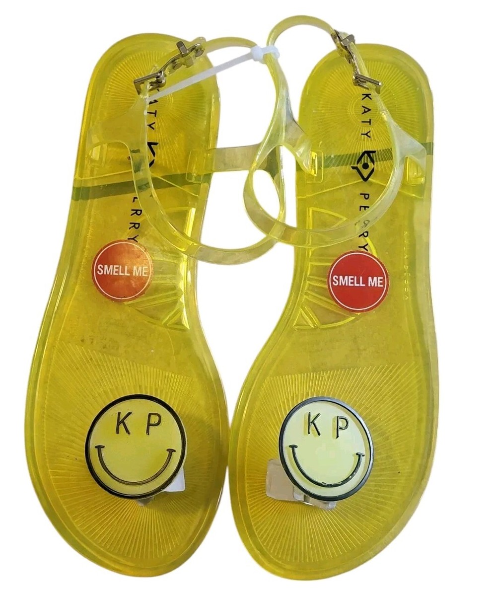 Katy Perry Shoes Women's Geli Yellow Smiley Face Flat Sandals