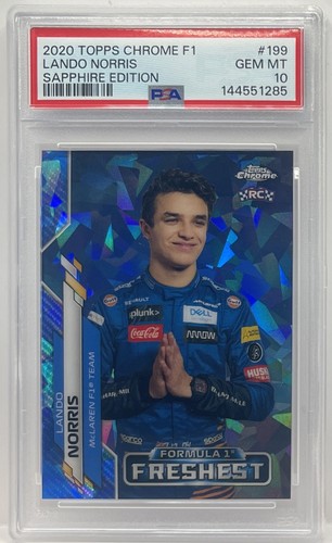 2020 TOPPS CHROME FORMULA 1 SAPPHIRE EDITION #199 LANDO NORRIS ROOKIE RC PSA 10