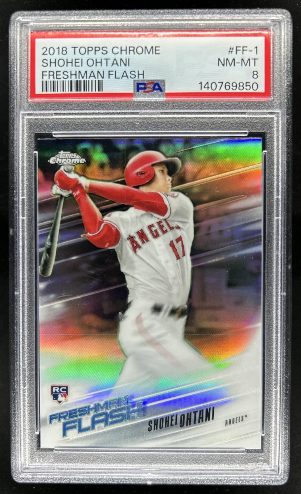 2018 Topps Chrome Shohei Ohtani Freshman Flash RC Rookie #FF-1 Angels PSA 8