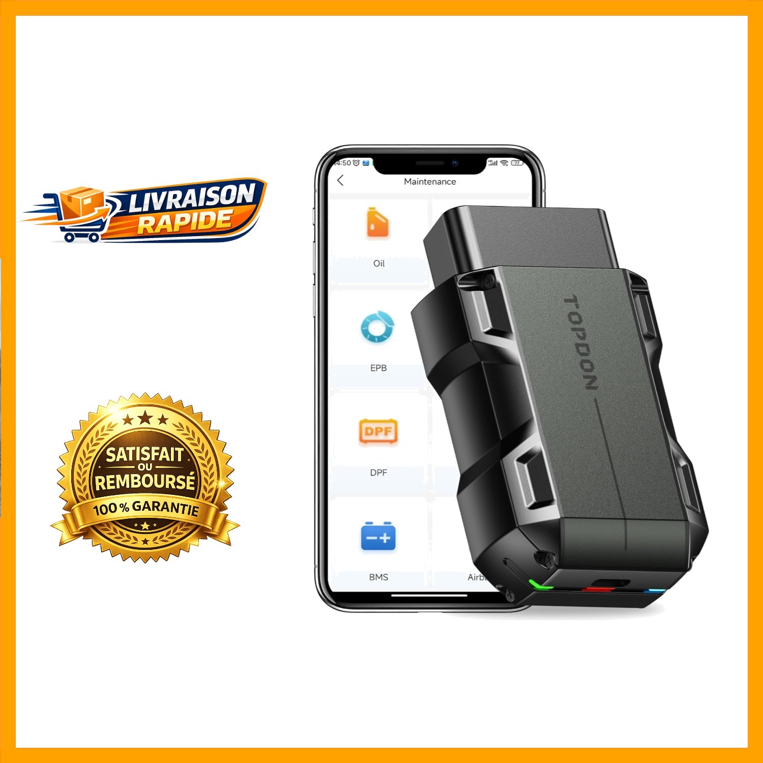 Lecteur de code Bluetooth Topscan outil diagnostic OBD2 voiture essence et diesel