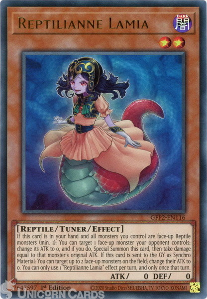 GFP2-EN116 Reptilianne Lamia Ultra Rare 1st Edition Mint YuGiOh Card