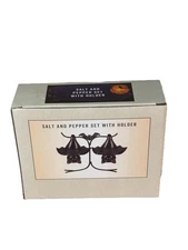 Cracker Barrel Halloween 3 Pc Set Hanging Bats Salt & Pepper Shaker Hanging Bat