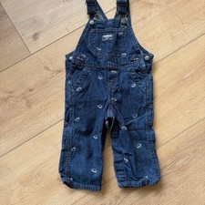 OshKosh Bgosh size 12 months Denim Football Embroidered Vestbak Overalls Boys