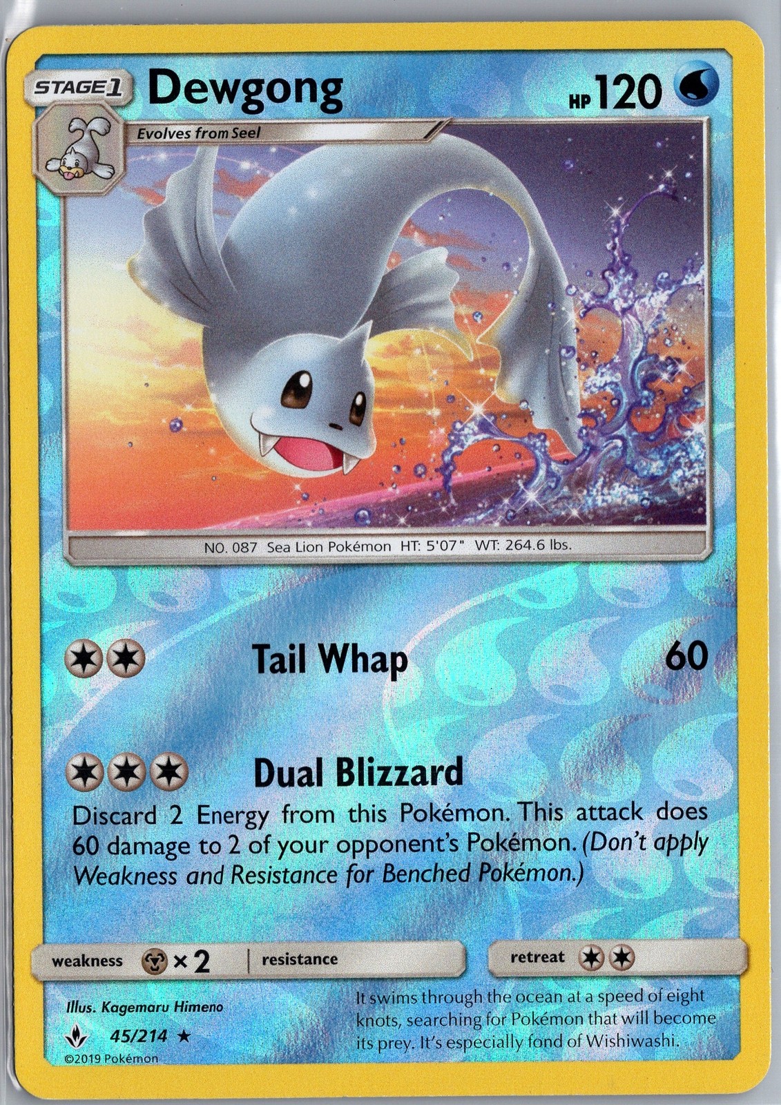 Dewgong - 45/214 - Rare Holo - Pokemon Card - Unbroken Bonds LP