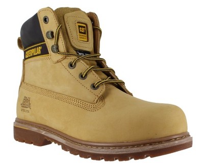 Caterpillar Holton Mens Honey/Yellow SB Safety Steel Toe Cap Lace Up Work Boots