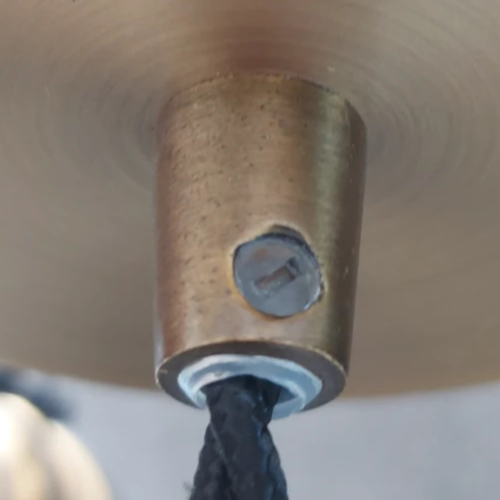 Plafoniera industriale a sospensione effetto bronzo in metallo con lampadina - Foto 11 di 12