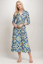 NWOT Johnny Was Kiara Matte Jersey Tea Length Dress SZ L Floral