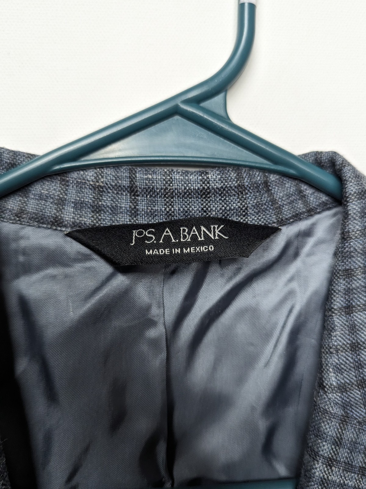 JOS A BANK Vtg Wool Silk Linen Blue Plaid 44R BLAZER SUIT COAT JACKET Men's