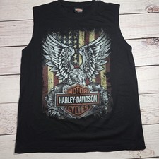 Harley-Davidson Men's Custom Freedom Sleeveless Crew Neck Tank Top - Black Med