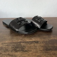 Tory Burch INES Women’s Sz 7.5 Slide Sandals Perfect Black Leather