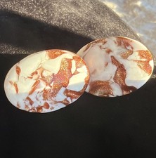 VTG Harvey Avedon Pat 2920363 Mens Cuff Links Glittery Acrylic Copper White