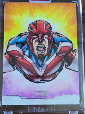 Topps Marvel Sketch Card Captain Britain hand-drawn Artist Signature Auto