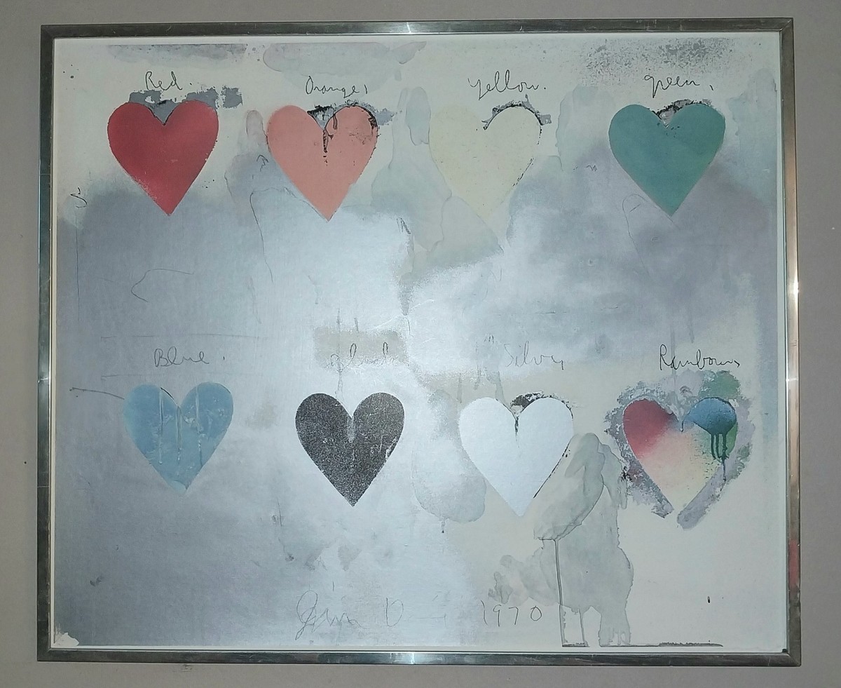 h*〉様 新品　love ear art　パンダ個展 　チャコールグレー　メッシ Jim Dine Original Vintage Signed Eight Hearts Pop Art Screen Print